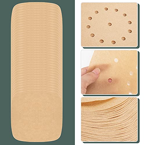 200pcs Air Fryer Parchment Paper, Air Fryer Disposable Paper Liner 8.5inch, Premium Perforated Parchment Papers for Air Fryer, Streamer, Pans, No Burn, Easy Cleanup (Brown)