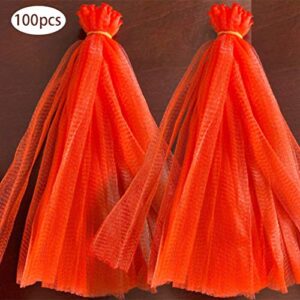 100Pcs Reusable Mesh Nylon Netting with Loop-Style Closures, 20 Inch Red Reusable Nylon Mesh net Produce Grocery Toys Fruits Vegetables Storage Poly Bags, Seafood Bag (20 Inches, Red)