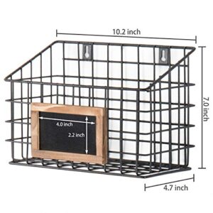 MyGift Black Metal Wire Hanging Storage Basket with Chalkboard Labels, Small Organizer Bin, Set of 3