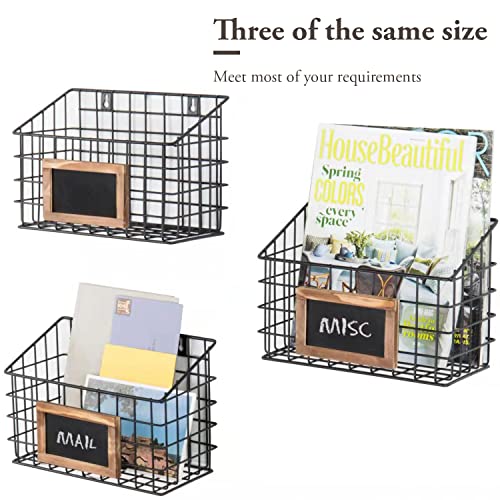 MyGift Black Metal Wire Hanging Storage Basket with Chalkboard Labels, Small Organizer Bin, Set of 3