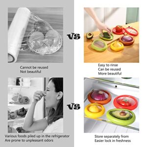 SOOPLEU Avocado Saver Onion Holder Storage Containers for Fridge, Reusable Food Saver-Avocado Storage Container, Tomato, Onion, Lemon Keeper Holder, Refrigerator Vegetable Fruit Crisper (4 PS)