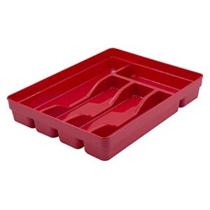 glad silverware organizer plastic tray-kitchen cutlery holder for flatware and utensil drawers, red