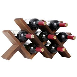 welland wood countertop wine rack, rustic tabletop wine holder, 7 bottle wine holder, minimal assembly required | 21.25″ w x 4″ d x 11.5″ h