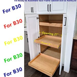 26'' Width Drawer Roll Wood Tray Drawer Box Kitchen Organizer Cabinet Slide Out Shelve, Pull-Out Shelf, Pantry Organization & Storage w/ Sliders-- DIY Project (Fits RTA Face Frame B30 and Pantry30)