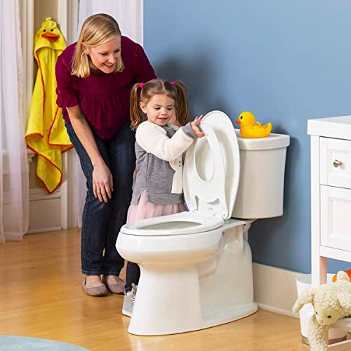 Little2Big 181SLOW 000 Toilet Seat with Built-In Potty Training Seat, Slow-Close, and will Never Loosen, ELONGATED, White