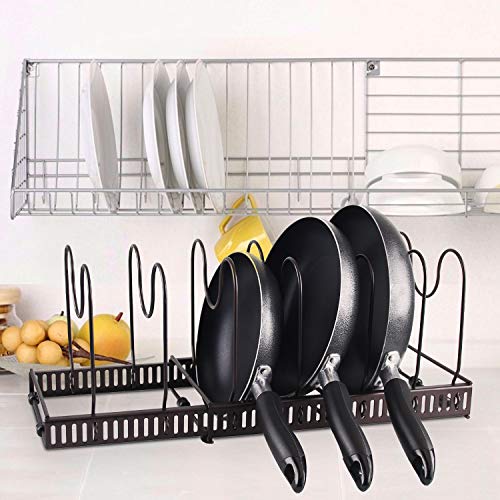 MDHAND Pots and Pans Organizer for Cabinet, Pot Rack with 2 DIY Methods, Adjustable Pan Organizer Rack for Cabinet, Pot Organizer for Kitchen Organization & Storage, Pot Lid Organizer