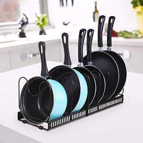 MDHAND Pots and Pans Organizer for Cabinet, Pot Rack with 2 DIY Methods, Adjustable Pan Organizer Rack for Cabinet, Pot Organizer for Kitchen Organization & Storage, Pot Lid Organizer