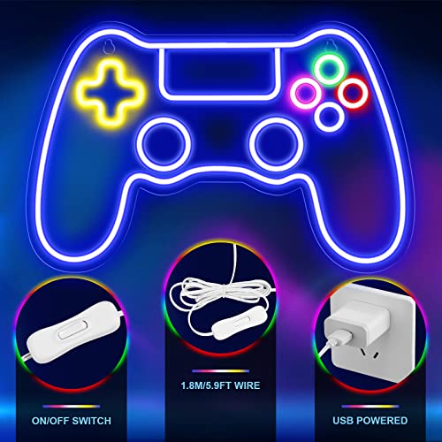 Kavaas Gamer Neon Sign, Game Controller Neon Sign for Gamer Room Decor - Gaming Neon Sign for Teen Boy Room Decor, LED Game Neon Sign Gaming Wall Decor - Best Gamer Gifts for Boys, Kids