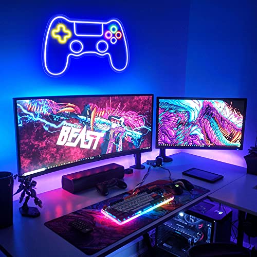 Kavaas Gamer Neon Sign, Game Controller Neon Sign for Gamer Room Decor - Gaming Neon Sign for Teen Boy Room Decor, LED Game Neon Sign Gaming Wall Decor - Best Gamer Gifts for Boys, Kids