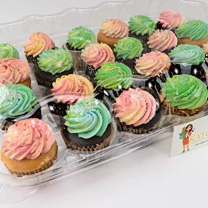 Katgely 24 Pack Cupcake Boxes - Set of 4- Plastic Cupcake Containers