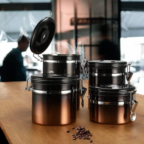 Malmo Gradient Coffee Canister,Airtight Coffee Container with Date Tracker Lid,12oz Stainless Steel Canister for Kitchen Food Storage,Dark Copper