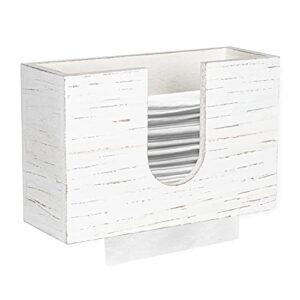 ilyapa wood paper towel dispenser – rustic farmhouse white wooden multifold hand towel holder