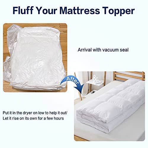 SOPAT Mattress Topper Queen Size Extra Thick Mattress Pad Plush Top 8-21" Deep Pocket Soft Down Alternative Fill Mattress Protector Pillow Top Mattress Cover (60x80 Inches, Plush White)