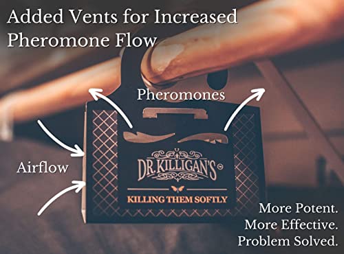 Dr. Killigan's Premium Clothing Moth Traps with Pheromones Prime | 6-Pack Non-Toxic Clothes Moth Trap with Lure for Closets & Carpet | Moth Treatment & Prevention | Case Making & Web Spinning (Black)