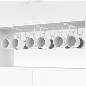 3pcs mug hooks under cabinet,coffee cups holder with 12 mug hooks,metal mugs hooks under shelf for mugs,coffee cups and kitchen utensils (silver)