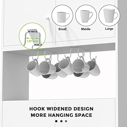 3PCS Mug Hooks Under Cabinet,Coffee Cups Holder with 12 Mug Hooks,Metal Mugs Hooks Under Shelf for Mugs,Coffee Cups and Kitchen Utensils (Silver)