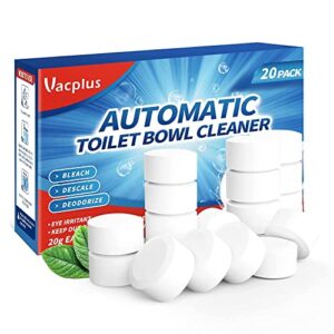 vacplus toilet bowl cleaner tablets – 20 pack, automatic toilet bowl cleaners with bleach, slow-releasing toilet tank cleaners for deodorizing & descaling, household toilet cleaners against tough stains