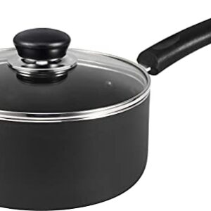 Utopia Kitchen 2 Quart Nonstick Saucepan with Glass Lid - Multipurpose Use for Home Kitchen or Restaurant (Grey-Black)