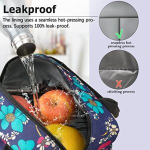 musumen Retro Print Lunch Bag for Women and Teenage Girls - Triple Insulated, Leak-Proof and Waterproof with Multiple Pockets - Fits Most Lunch Boxes and Holds One or Two Meals