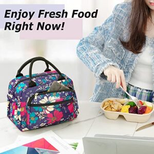 musumen Retro Print Lunch Bag for Women and Teenage Girls - Triple Insulated, Leak-Proof and Waterproof with Multiple Pockets - Fits Most Lunch Boxes and Holds One or Two Meals