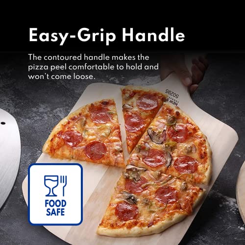 New Star Foodservice 50295 Restaurant-Grade Wooden Pizza Peel, 16" L x 14" W Plate, with 10" L Wooden Handle, 24" Overall Length