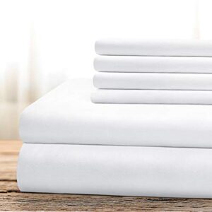 bysure hotel luxury bed sheets set 6 piece(king, white) – super soft 1800 thread count 100% microfiber sheets with deep pockets, wrinkle & fade resistant
