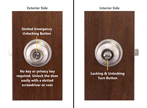 Copper Creek BK2030SS Ball Door Knob, Privacy Function, 1 Pack, Satin Stainless