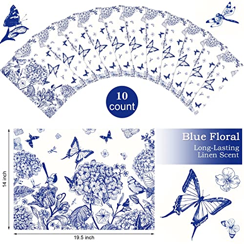 Gersoniel 10 Sheets Drawer Liners for Dresser Scented Drawer Liners Drawer Paper Liner Non Adhesive Scented Liners for Drawers Fragrant Drawer Liners for Home Shelf Closet (Blue Butterfly, Linen)