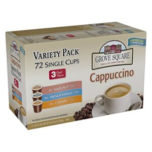 grove square cappuccino variety pack, 72 single serve cups