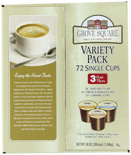 Grove Square Cappuccino Variety Pack, 72 Single Serve Cups