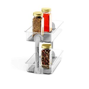 madesmart Two Level Spice Organizer-Cabinet Collection Maximizes Vertical Space, Removable Soft-Grip Lining, Dual Handles &BPA-Free, Small, Grey