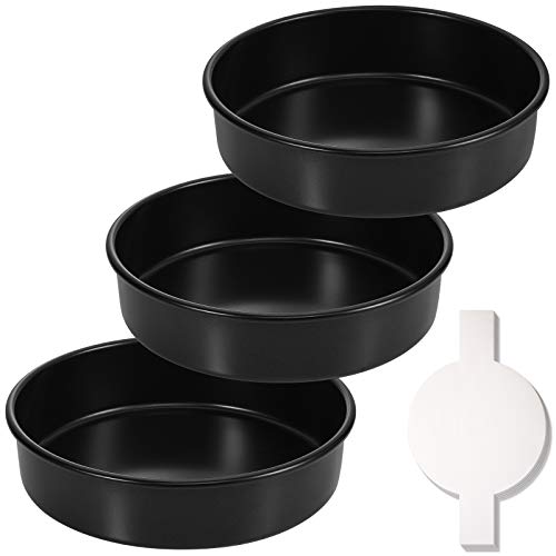 HIWARE 8-Inch Round Cake Pan Set of 3, Nonstick Baking Cake Pans with 90 Pieces Parchment Paper, Dishwasher Safe