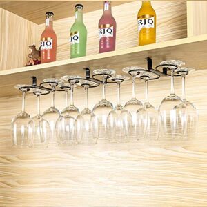 GeLive Under Cabinet Wine Glass Holder Stemware Rack Glass Storage Hanger With 4 Hooks Organizer for Kitchen and Bar (Black)