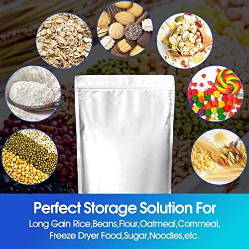 15 Mil 5 Gallon Mylar Bags for Food Storage with 2500cc Oxygen Absorbers - 55 Pack Mylar Bags 5 Gallon,1 Gallon,1 Quart 3 Size, 100 Pcs Labels and 500cc Oxygen Absorbers for Long Term Food Storage