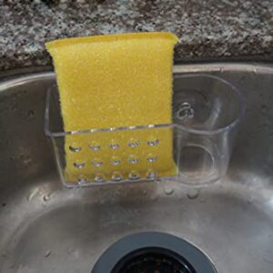 AMUONTY Sponge Holder for Kitchen Sink Suction,Plastic Sink Brush Sponge Caddy Sink Organizer-(5.7" x 2.4" x 3.1"),Clear