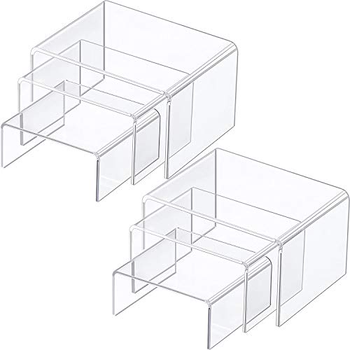 2 Sets Acrylic Display Risers, Clear Product Stand, Jewelry Display Riser Shelf Showcase Fixtures For Dessert Cupcake Candy Treat Action Figure Display