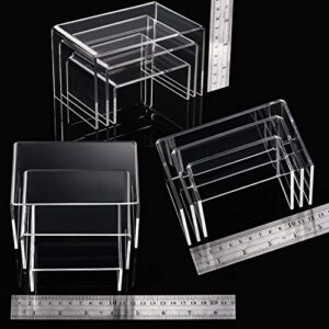 2 Sets Acrylic Display Risers, Clear Product Stand, Jewelry Display Riser Shelf Showcase Fixtures For Dessert Cupcake Candy Treat Action Figure Display