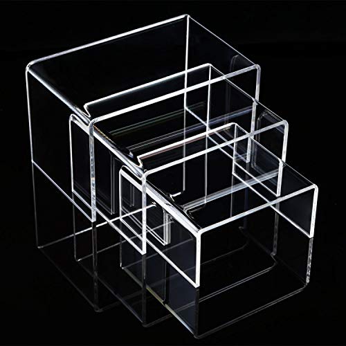 2 Sets Acrylic Display Risers, Clear Product Stand, Jewelry Display Riser Shelf Showcase Fixtures For Dessert Cupcake Candy Treat Action Figure Display