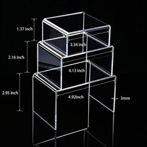2 Sets Acrylic Display Risers, Clear Product Stand, Jewelry Display Riser Shelf Showcase Fixtures For Dessert Cupcake Candy Treat Action Figure Display