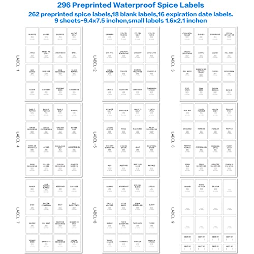 CZZGSM 24 Pcs Glass Spice Jars With 296 Spice Labels Preprinted of White and Black Color- 4oz Thicken(2.4mm) Spice Containers With Bamboo Airtight Lids - Empty Small Herb Seasoning Jars