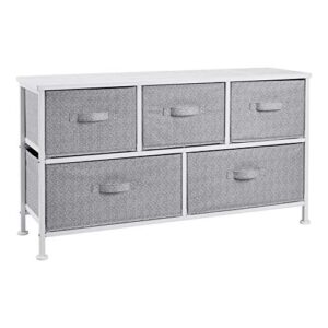 amazon basics extra wide fabric 5-drawer storage organizer unit for closet, white