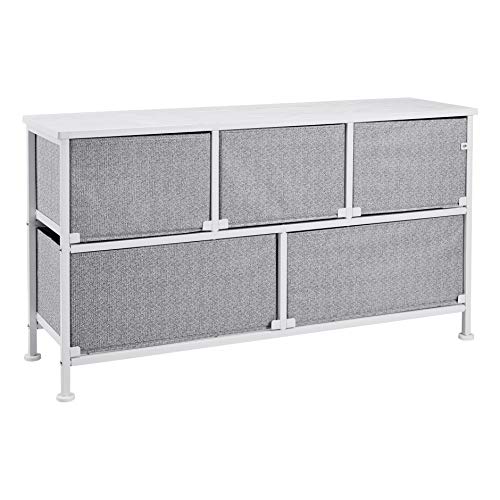 Amazon Basics Extra Wide Fabric 5-Drawer Storage Organizer Unit for Closet, White