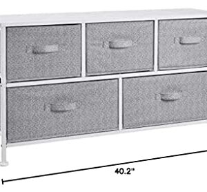 Amazon Basics Extra Wide Fabric 5-Drawer Storage Organizer Unit for Closet, White