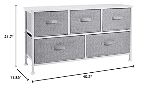 Amazon Basics Extra Wide Fabric 5-Drawer Storage Organizer Unit for Closet, White