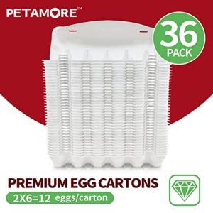 36 White Pulp Egg Cartons Holds 12 Small to Jumbo size Eggs - Strong Sturdy Reusable egg cartons bulk with flat top for personalized egg cartons-Cute egg crates for chicken quail duck goose eggs