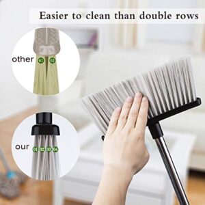 Broom and Dustpan Set for Home with Lid Indoor Upright Dustpan and Broom Combo Dust Pan with Long Handle Standing Sweeper Angle Broom Sweeping Room Office Garden Kitchen Floor Kids Pet Hair