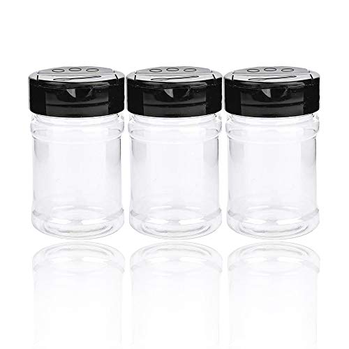 20 Pack 5oz Clear Plastic Spice jars Storage Bottle Container,Seasoning bottles with Black Cap,Chalkboard labels,Chalk Marker for Storing Spice,Herbs,Powders,Salt and Pepper