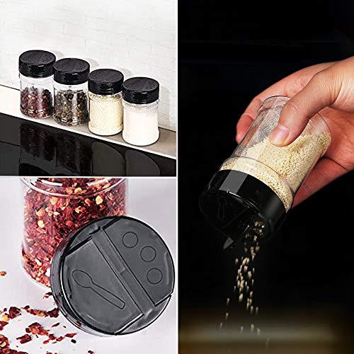 20 Pack 5oz Clear Plastic Spice jars Storage Bottle Container,Seasoning bottles with Black Cap,Chalkboard labels,Chalk Marker for Storing Spice,Herbs,Powders,Salt and Pepper