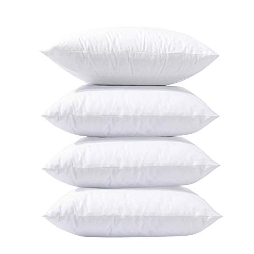 Phantoscope 18 x 18 Pillow Inserts, Set of 4 Hypoallergenic 100% Virgin Fiber Square Form Decorative Throw Pillow Inserts, Made in USA Couch Bed Pillows - 18 inches