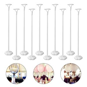 sakolla balloon stick stand – 10 sets balloon base with pole and cup table desktop centerpiece holder for birthday party, wedding, holidays and anniversary decoration (15.7 inch white)